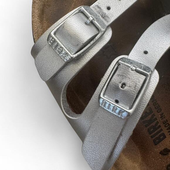 Birkenstock Silver Double Strap Arizona Sandals SIZE 38, Womens 7 7.5 - Picture 4 of 4